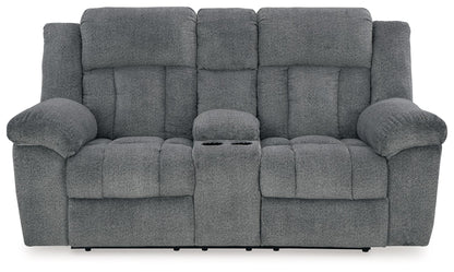 Tip - off - Power Reclining Loveseat With Console / Adj Headrest - Hornell Furniture Outlet