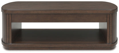 Korestone - Dark Brown - Lift Top Cocktail Table - Hornell Furniture Outlet