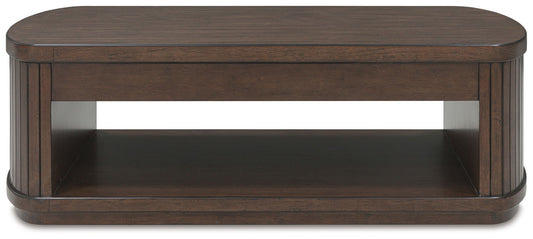 Korestone - Dark Brown - Lift Top Cocktail Table - Hornell Furniture Outlet