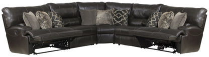 Como - 5 Piece Italian Leather Match Reclining Sectional - Hornell Furniture Outlet