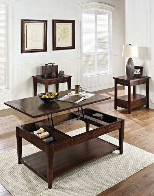 Crestline - 3 Piece Table Set - Brown - Hornell Furniture Outlet