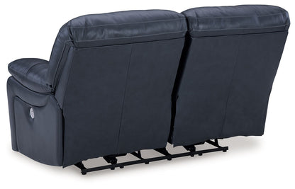 Leesworth - Ocean - 3 Pc. - Power Reclining Sofa, Power Reclining Loveseat, Power Rocker Recliner - Hornell Furniture Outlet