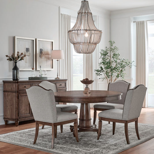 Harrison Heights - 5 Piece Pedestal Table Set - Sienna - Hornell Furniture Outlet