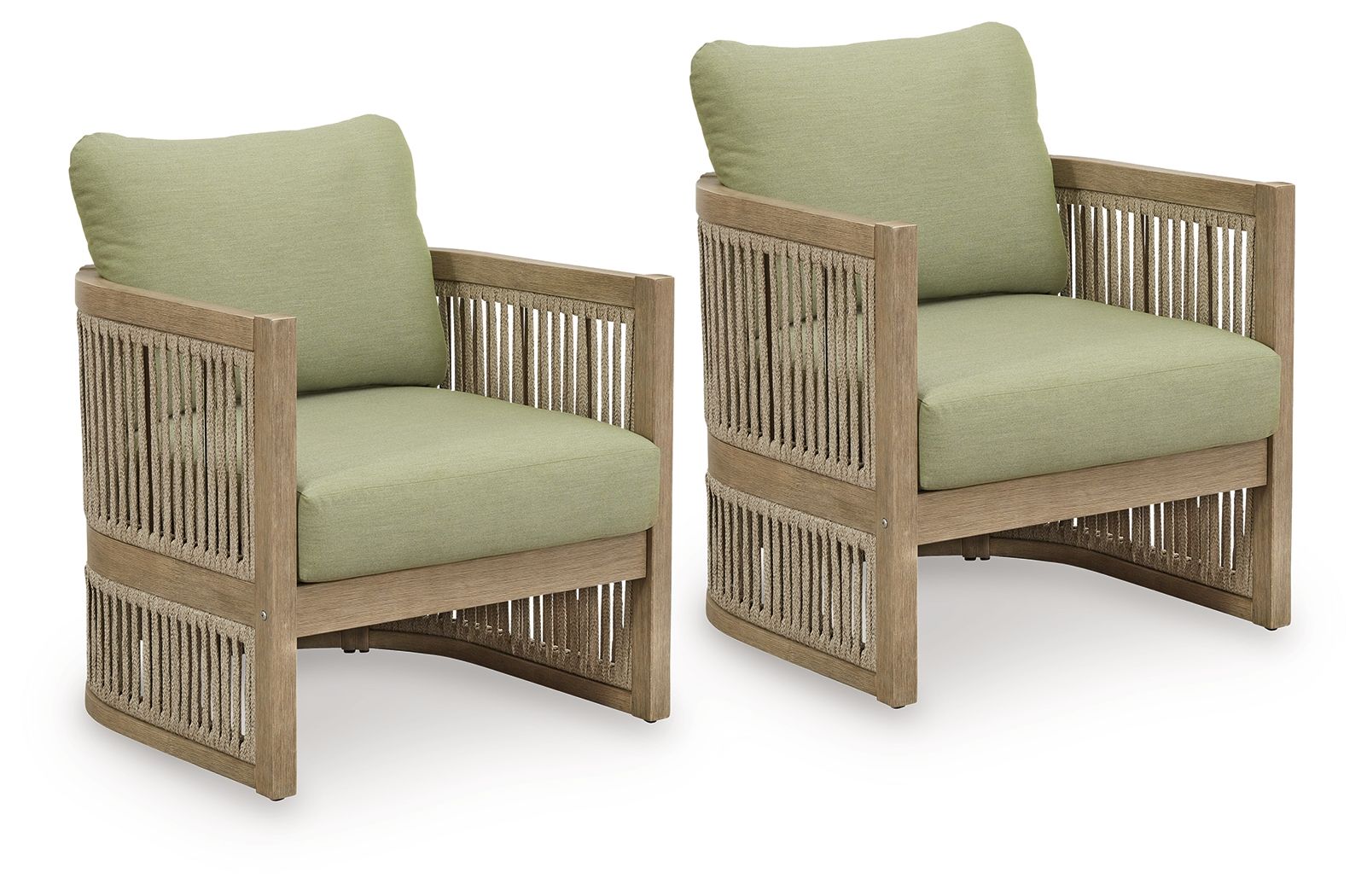 Serena Shores - Beige / Green - Lounge Chair With Cushion (Set of 2) - Hornell Furniture Outlet