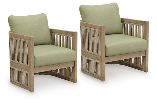 Serena Shores - Beige / Green - Lounge Chair With Cushion (Set of 2) - Hornell Furniture Outlet
