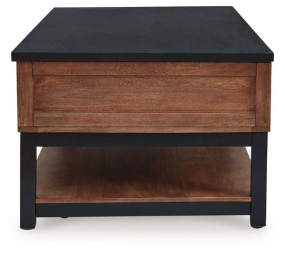 Kallari - Warm Brown / Black - Lift Top Cocktail Table - Hornell Furniture Outlet