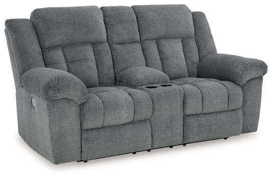 Tip - off - Power Reclining Loveseat With Console / Adj Headrest - Hornell Furniture Outlet