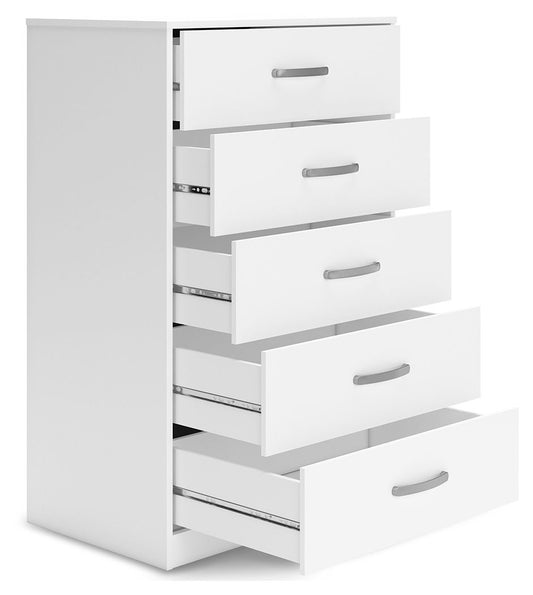 Flannia - White - Five Drawer Chest - 46" Height - Hornell Furniture Outlet