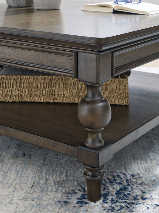 Veramond - Dark Brown - Square Cocktail Table - Hornell Furniture Outlet