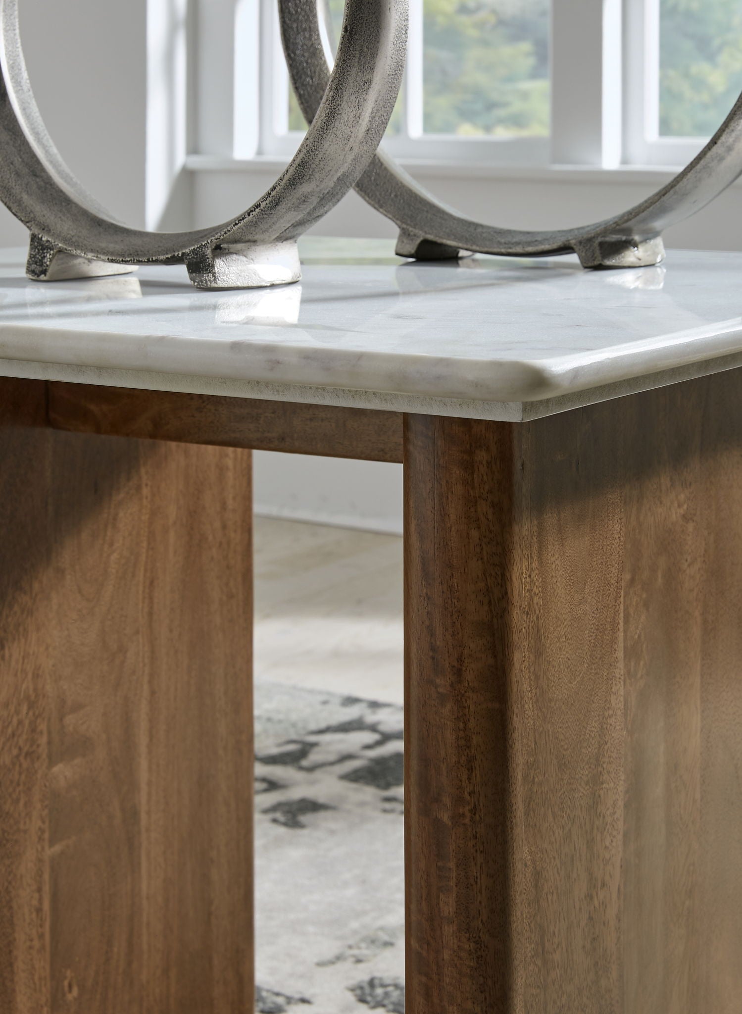Isanti - Light Brown / White - Rectangular End Table - Hornell Furniture Outlet