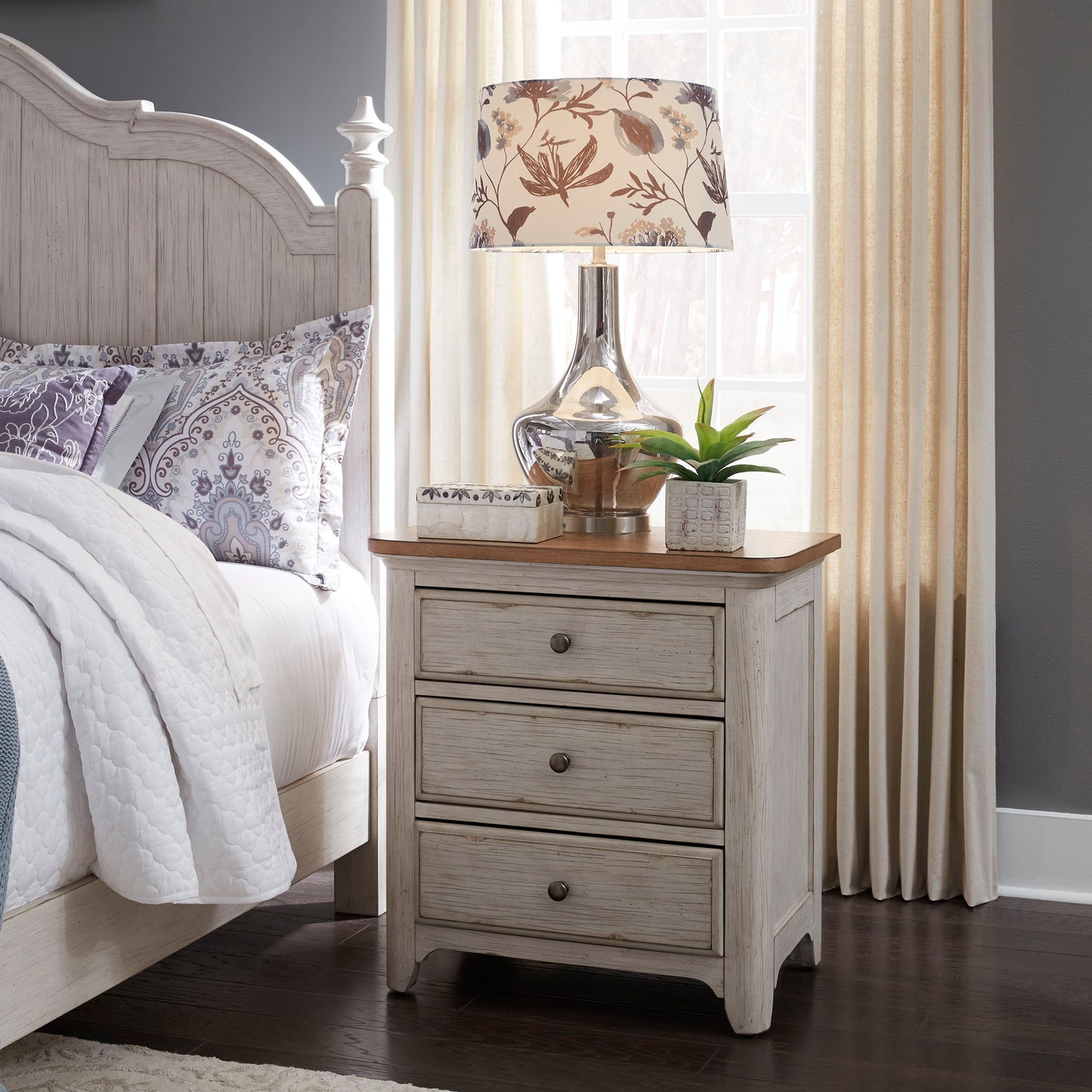 Farmhouse Reimagined - 3 Drawer Nightstand With Charging Station - White - Hornell Furniture Outlet