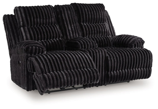 Rhine Falls - Onyx - Double Reclining Power Loveseat With Console - Hornell Furniture Outlet