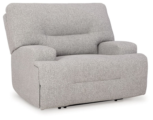 Acklen Place - 4 Pc. - 3 - Piece Power Reclining Sectional Sofa With Raf Chaise, Wide Seat Power Recliner - Pewter - Hornell Furniture Outlet