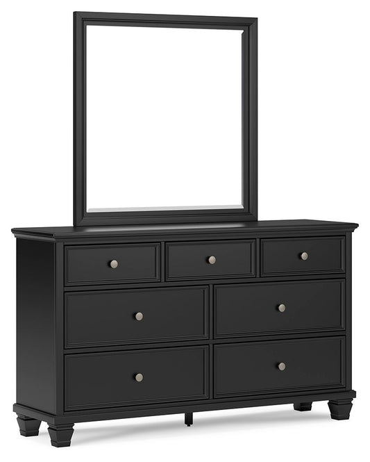 Lanolee - Black - Dresser And Mirror - Hornell Furniture Outlet