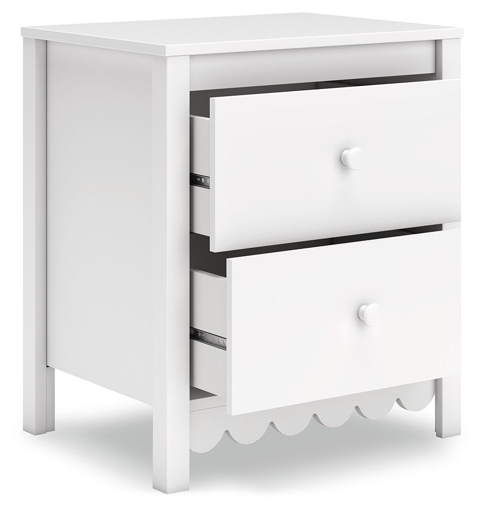Hallityn - White - Two Drawer Night Stand - Hornell Furniture Outlet
