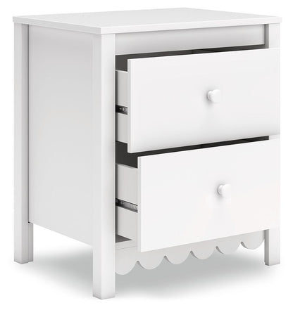 Hallityn - White - Two Drawer Night Stand - Hornell Furniture Outlet