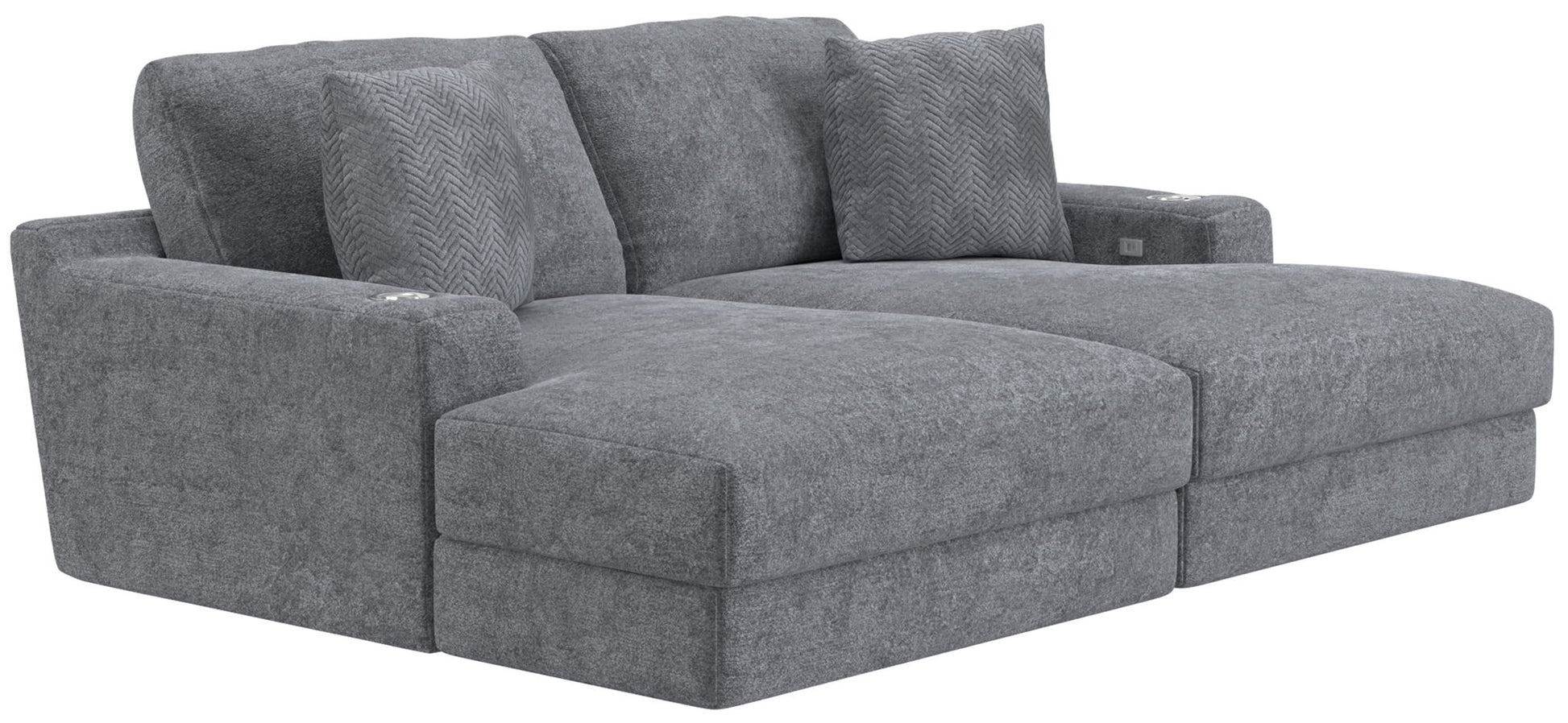Cozy - 2 Piece Double Wide Chaise With USB Charging Ports - Hornell Furniture Outlet