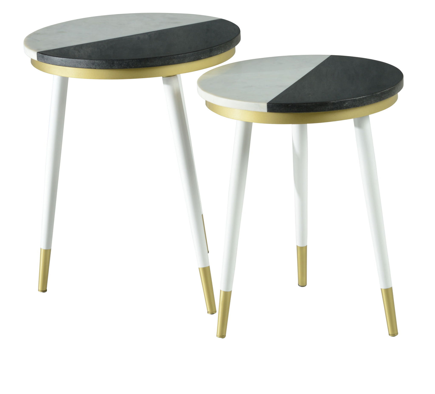 Taj - Marble Top Nesting Tables - White - Hornell Furniture Outlet