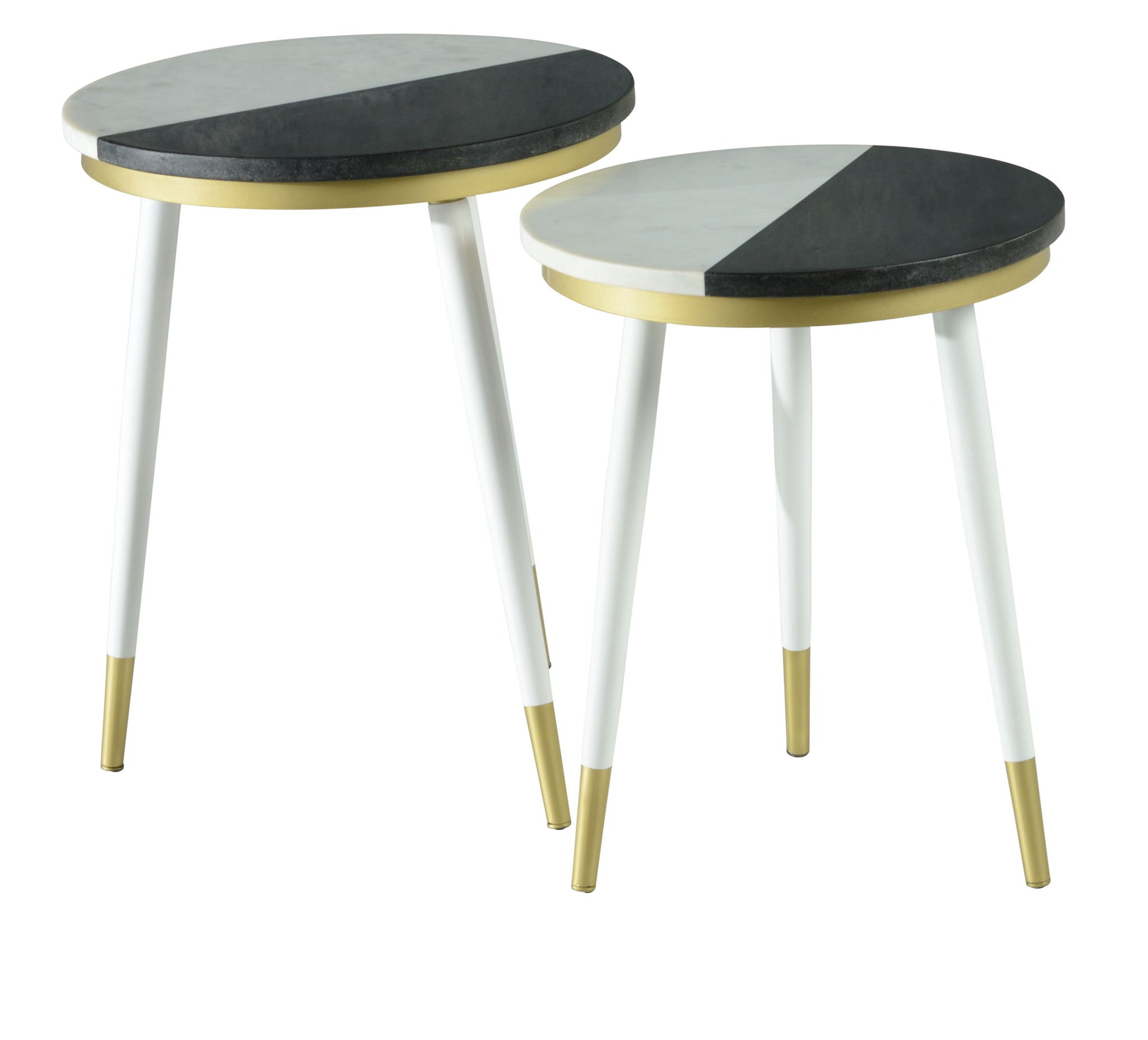 Taj - Marble Top Nesting Tables - White - Hornell Furniture Outlet