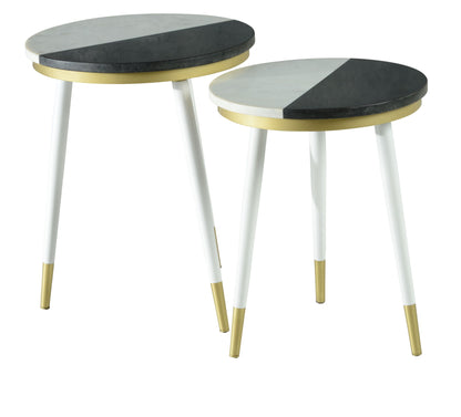 Taj - Marble Top Nesting Tables - White - Hornell Furniture Outlet
