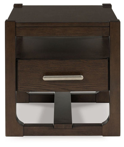 Breckington - Square End Table - Dark Brown - Hornell Furniture Outlet