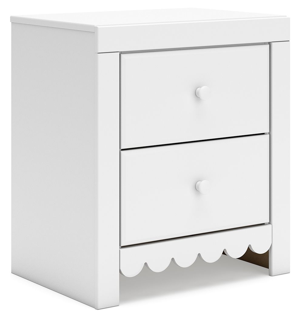 Mollviney - White - Two Drawer Night Stand - Hornell Furniture Outlet