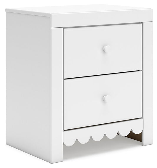 Mollviney - White - Two Drawer Night Stand - Hornell Furniture Outlet