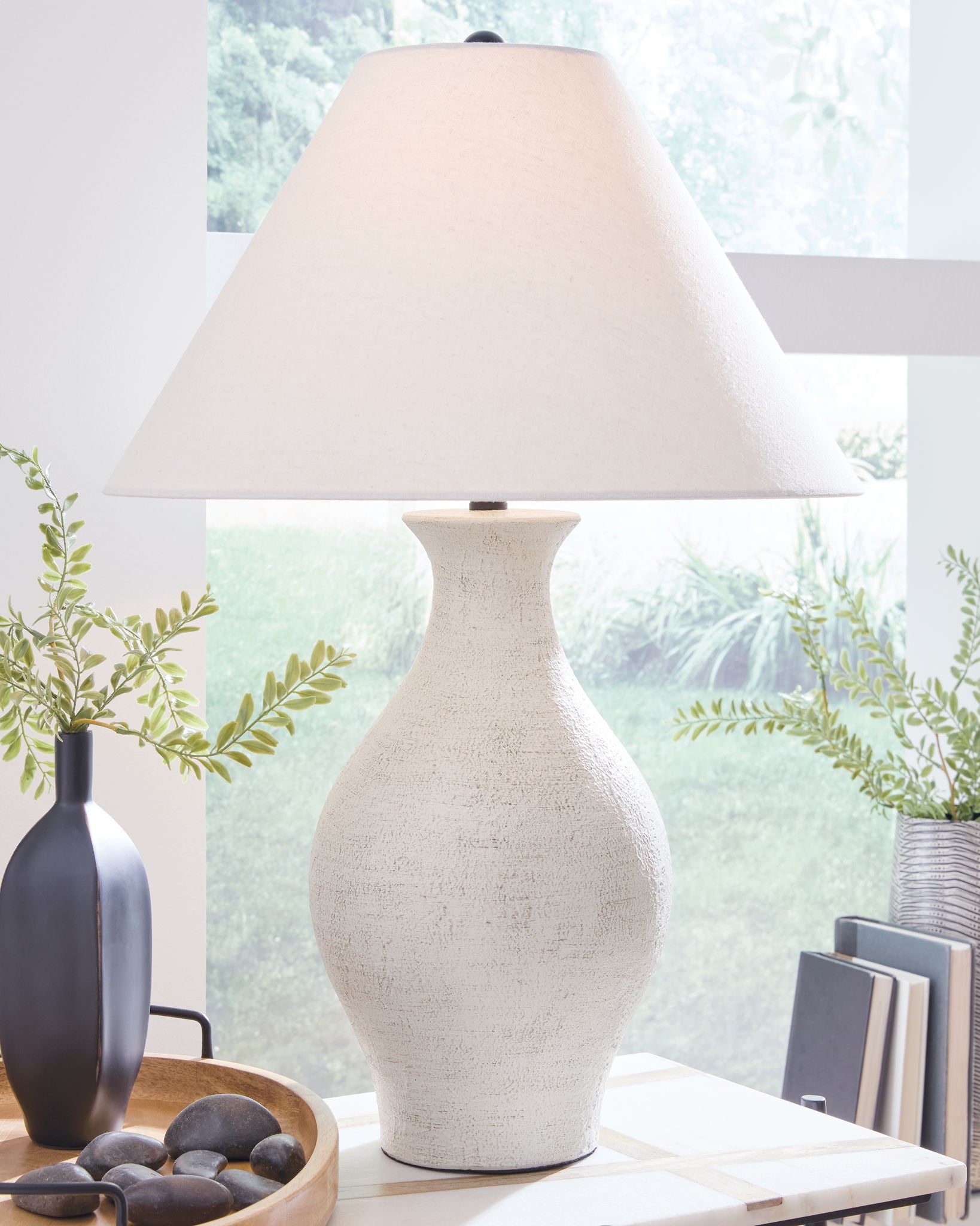 Ashbend - Ceramic Table Lamp - Antique White - Hornell Furniture Outlet