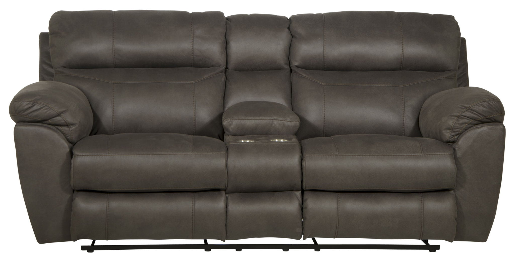 Atlas - Reclining Console Loveseat With Storage - Charcoal - Hornell Furniture Outlet