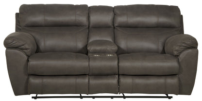 Atlas - Reclining Console Loveseat With Storage - Charcoal - Hornell Furniture Outlet