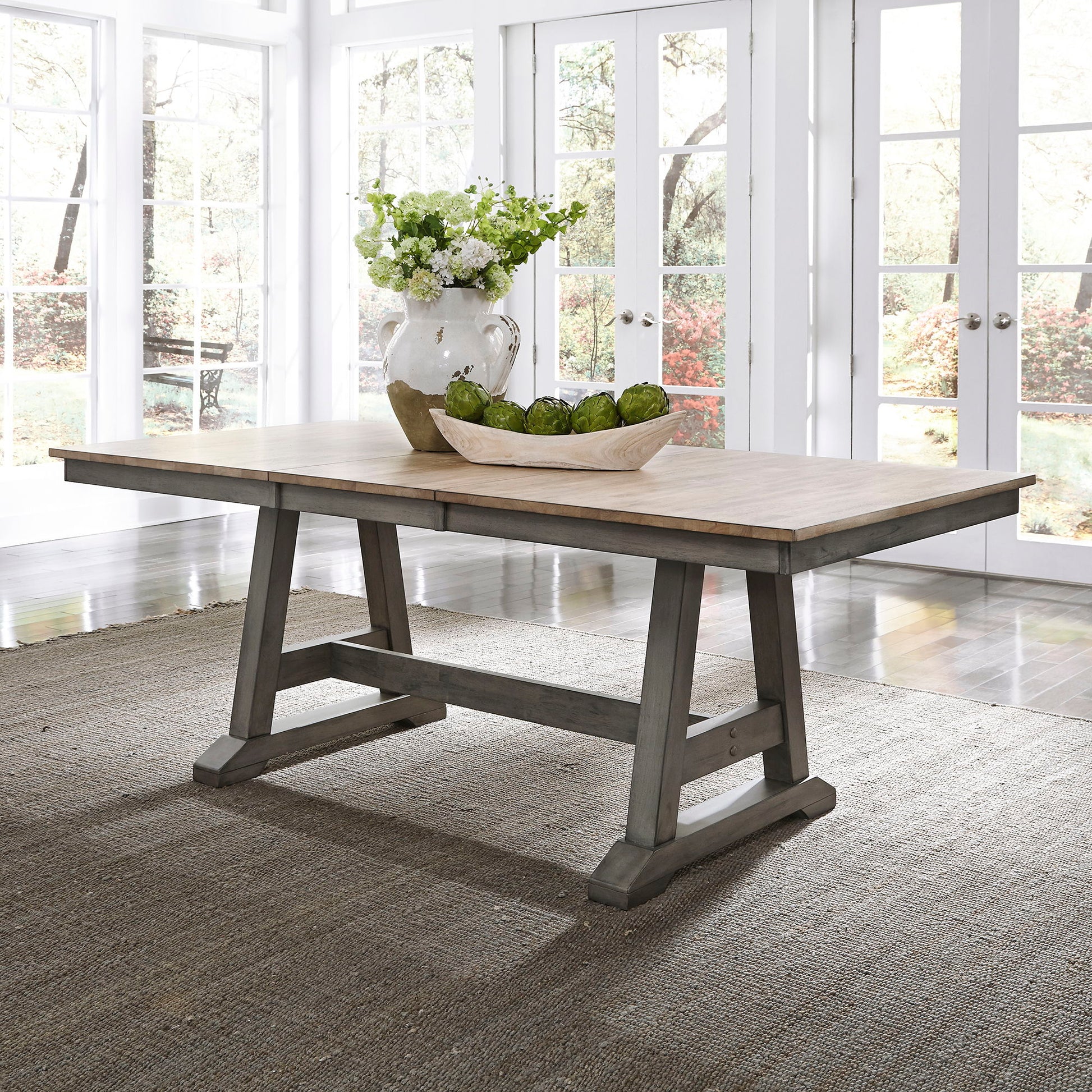 Lindsey Farm - Trestle Table Set - Hornell Furniture Outlet