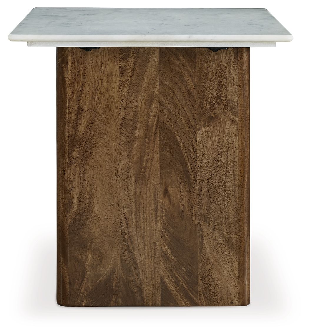 Isanti - Light Brown / White - Rectangular End Table - Hornell Furniture Outlet