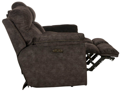 Sedona - Power Headrest Lay Flat Reclining Console Loveseat With Storage & Cupholders - Hornell Furniture Outlet