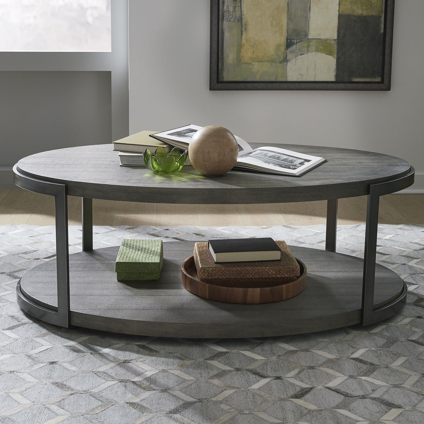 Modern View - Oval Cocktail Table - Dark Gray - Hornell Furniture Outlet