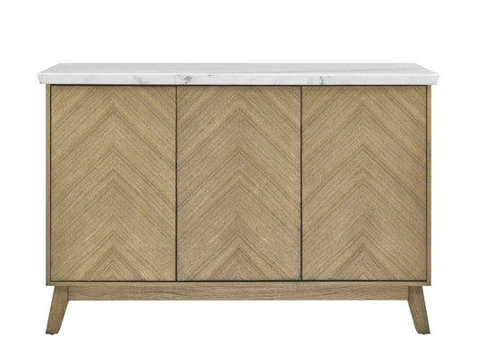 Vida - White Marble Top Server - Dark Brown - Hornell Furniture Outlet