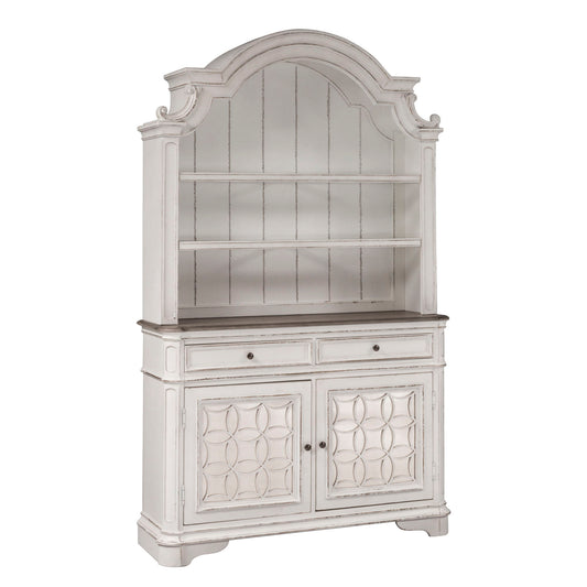 Magnolia Manor - Hutch & Buffet - White - Hornell Furniture Outlet