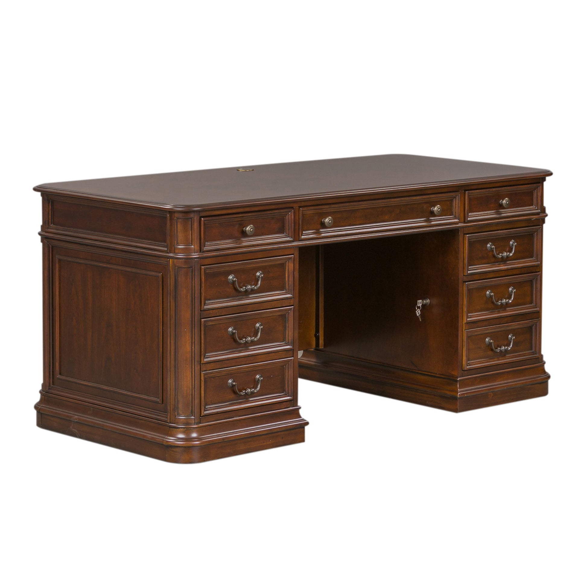 Brayton Manor - Jr Executive Desk - Dark Brown - Hornell Furniture Outlet