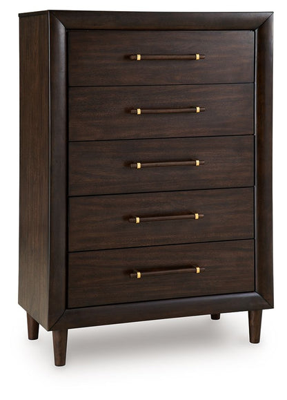 Dantenton - Five Drawer Chest - Merlot - Hornell Furniture Outlet