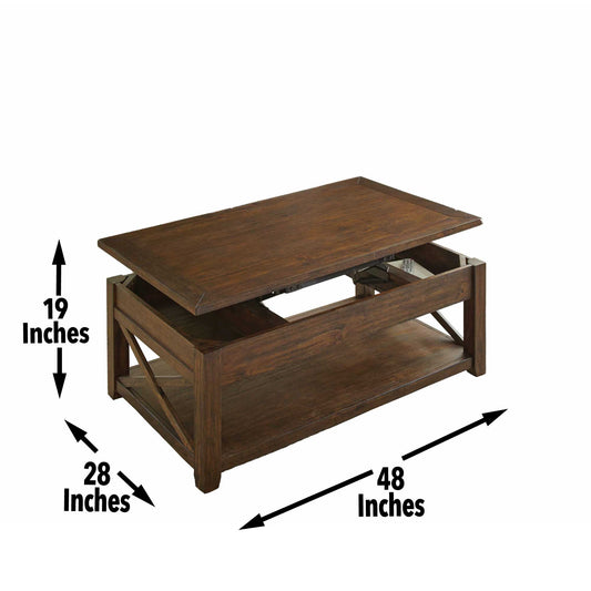 Lenka - Lift Top Cocktail Table - Brown - Hornell Furniture Outlet