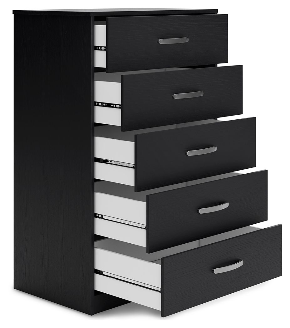 Finch - Black - Five Drawer Chest - 46" Height - Hornell Furniture Outlet