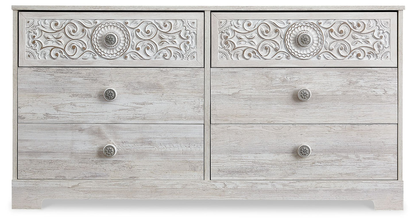 Paxberry - Six Drawer Dresser - Weatherworn - Whitewash - Hornell Furniture Outlet