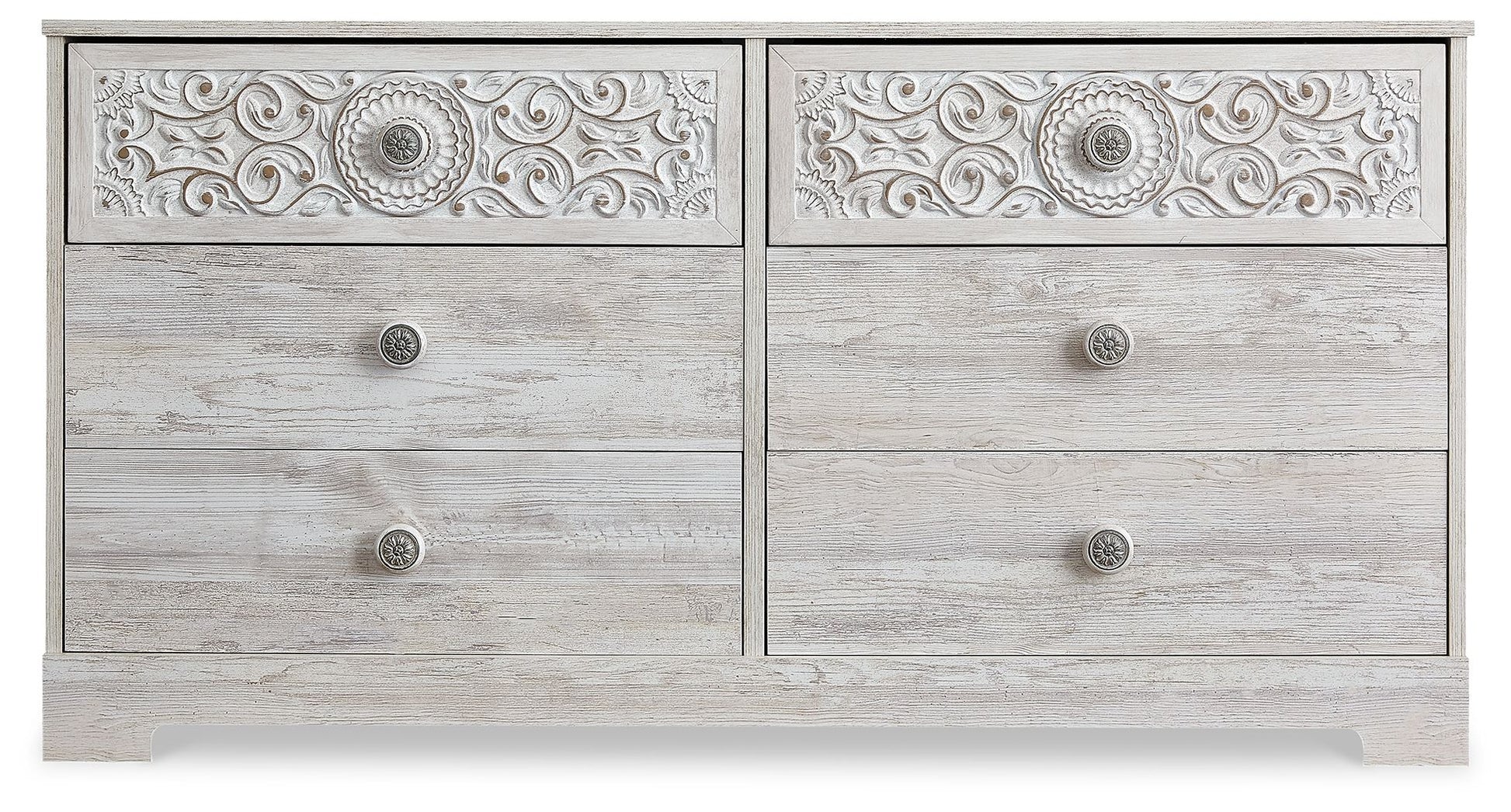 Paxberry - Six Drawer Dresser - Weatherworn - Whitewash - Hornell Furniture Outlet