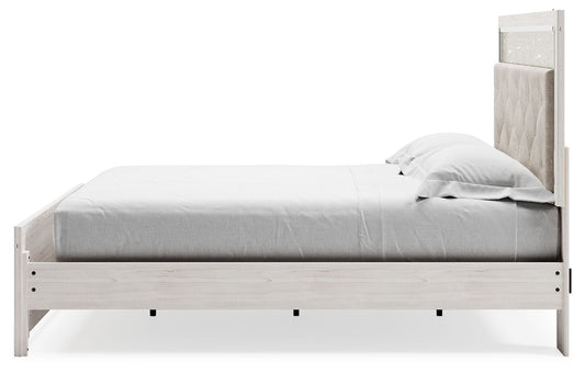 Altyra - White - King Panel Bed With Upholstered Headboard - Hornell Furniture Outlet