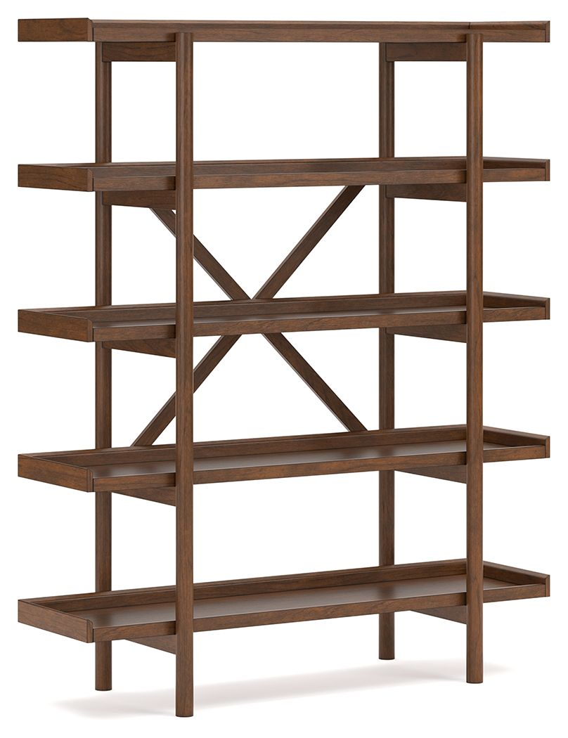 Lyncott - 3 Pc. - Home Office Desk, Chair, Bookcase - Brown - Hornell Furniture Outlet