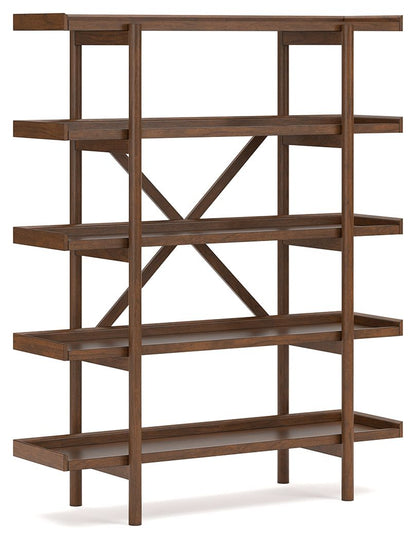 Lyncott - 3 Pc. - Home Office Desk, Chair, Bookcase - Brown - Hornell Furniture Outlet