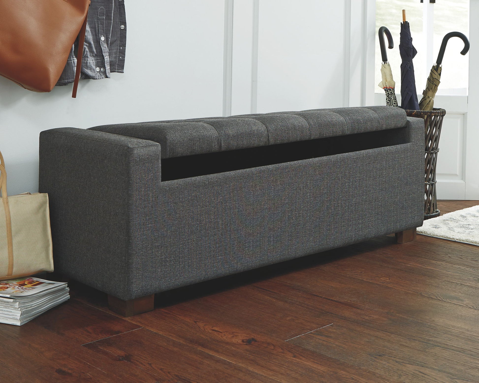 Cortwell - Gray - Storage Bench - Hornell Furniture Outlet