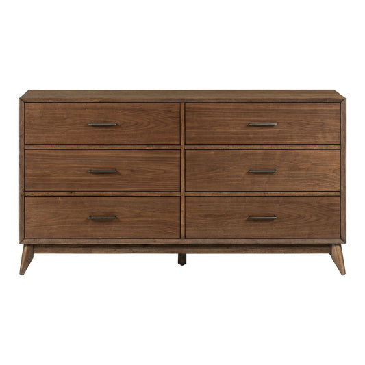 Century Modern - 6 Drawer Dresser - Light Brown - Hornell Furniture Outlet