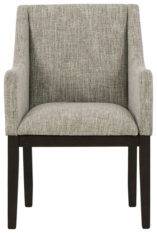Burkhaus - Beige / Dark Brown - Dining UPH Arm Chair (Set of 2) - Hornell Furniture Outlet