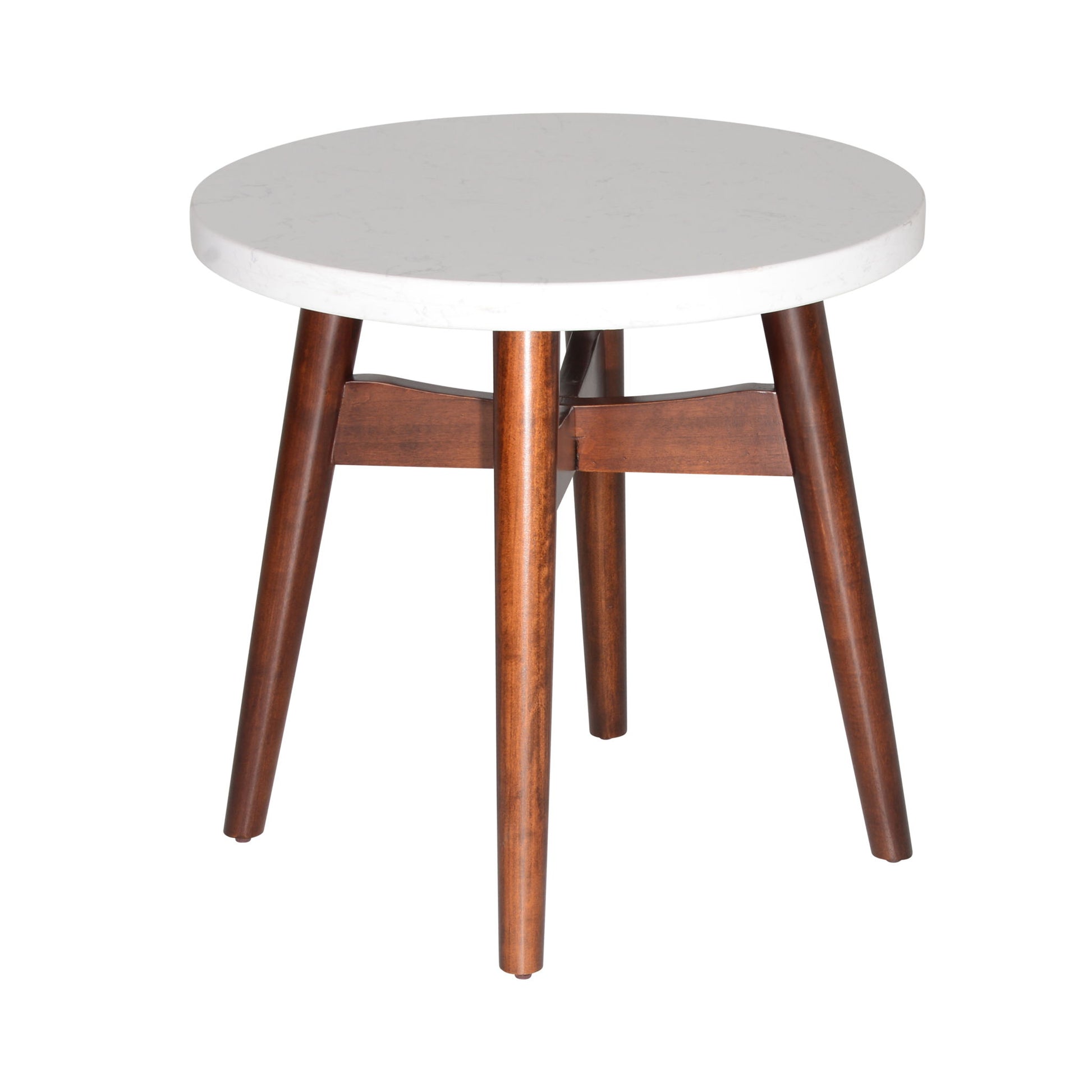 Serena - Silverstone Round End Table - White - Hornell Furniture Outlet