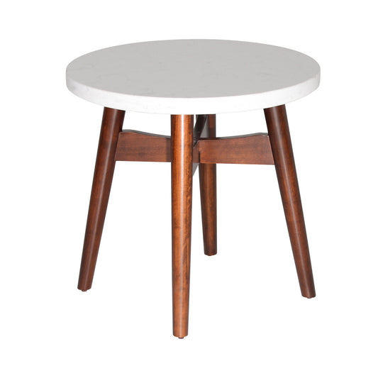 Serena - Silverstone Round End Table - White - Hornell Furniture Outlet